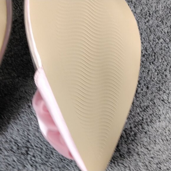 Allegra K Womens shoes Pink Satin Rose Heels Size 9 Clear Strap Pointed Toe Pump - Picture 11 of 13